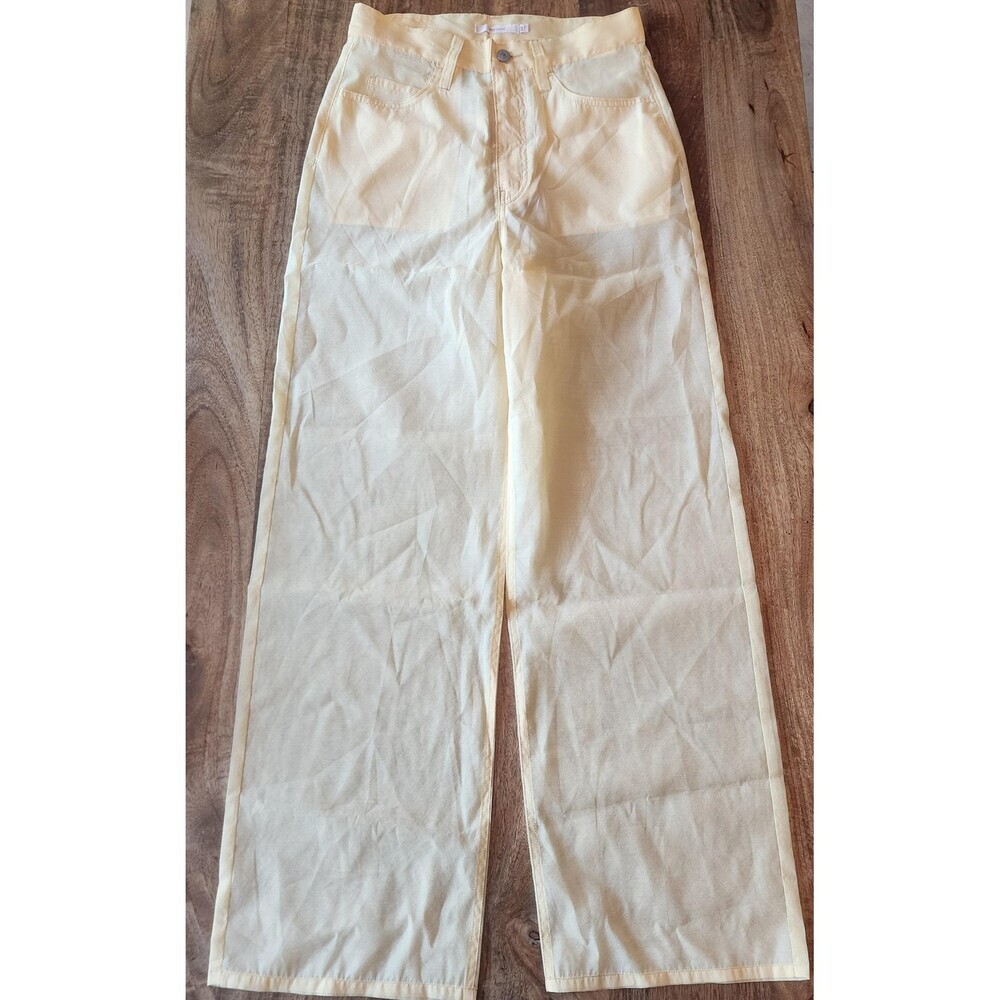 Levi's High Loose Sheer Womens 27 Yellow Lightweight Relaxed Straight Leg